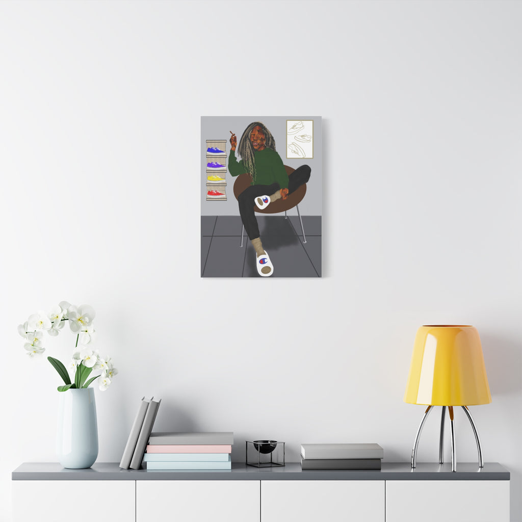 Chill Sneakerhead Art Canvas — Relaxed Room Portrait Matte Wall Art