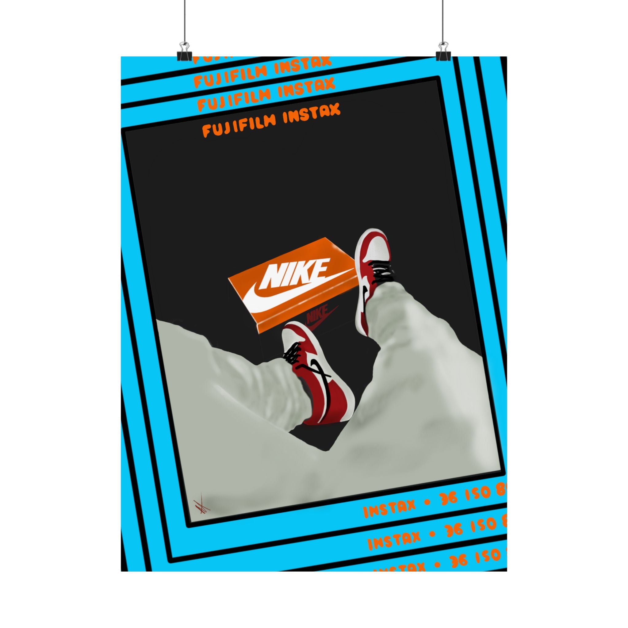 Nike Sneaker Poster — Retro FujiFilm Instax Frame Satin Poster (210gsm)