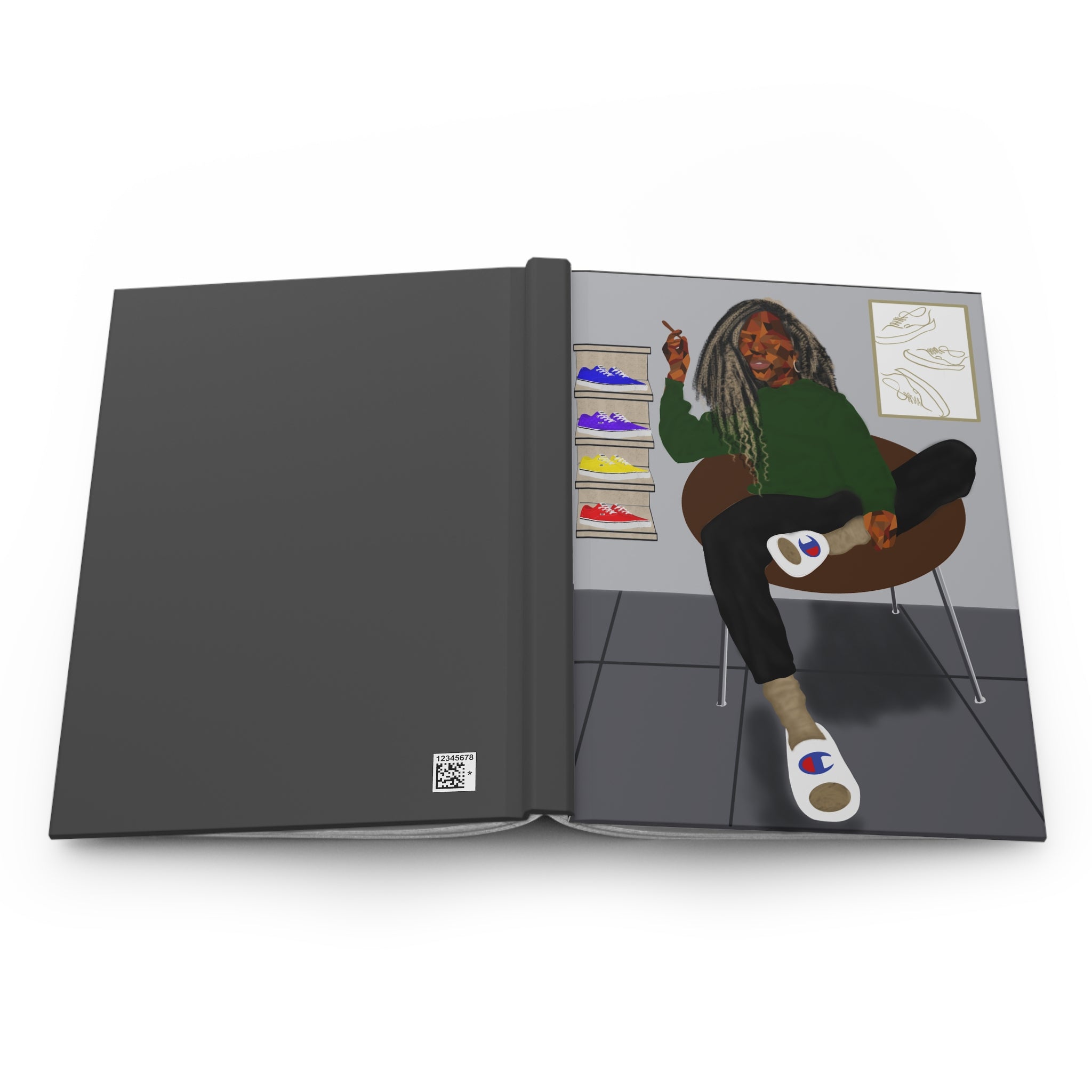 Streetwear Vibes Hardcover Journal — Sneakerhead Lounge Illustration