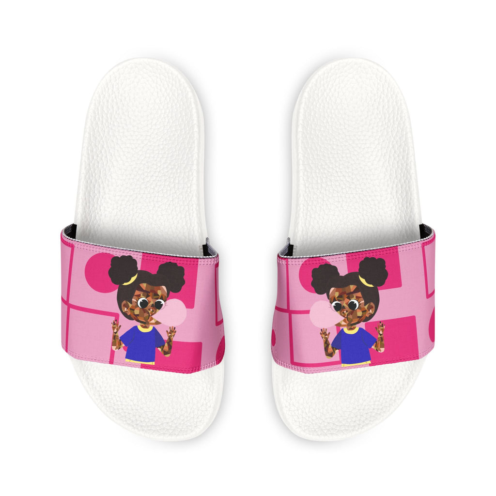 Youth Pink Bubble Gum Girl Slide Sandals — Removable Strap Kid’s Pool & Casual Slides